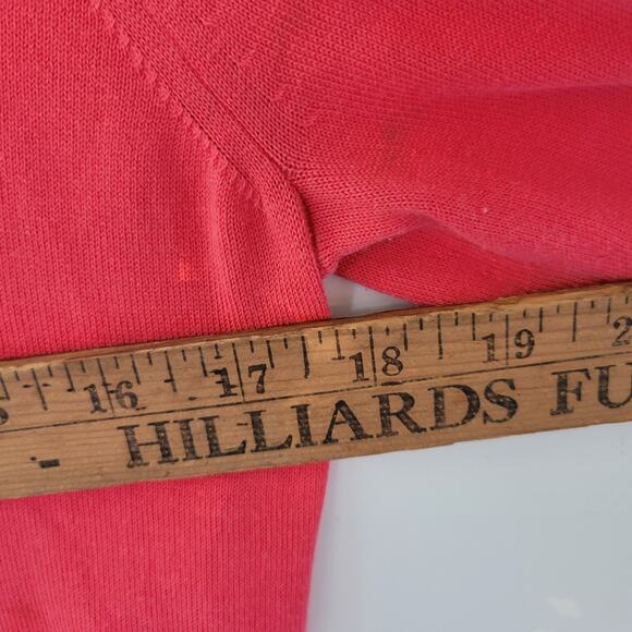 J.Crew Women’s Medium Sweater Coral Pink V-Neck Pullover 100% Cotton Long Sleeve - Picture 5 of 7